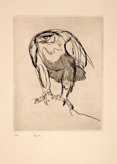 Paul JOUVE (1878-1973) - Aigle de face. 1926.